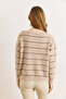 Women's Stone Boat Neck Striped Knitwear Sweater Kzk-19001140 - 3