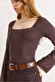 Women's Brown Square Collar Lace Detailed Flexible Soft Touch Blouse Blz-19003205 - 4