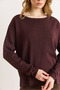 Women's Burgundy Crew Neck Soft Textured Transitional Knitwear Sweater Kzk-19001147 - 4