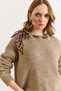 Women's Mink Leopard Scarf Detailed Soft Textured Knitwear Sweater Kzk-19001134