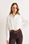 Women's White Lined Jumpsuit with Pleated Back Crop Shirt Gml-19001419 - 3