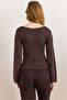 Women's Brown Square Collar Lace Detailed Flexible Soft Touch Blouse Blz-19003205 - 2