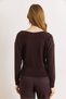 Women's Brown Boat Neck Viscose Soft Knitwear Sweater Kzk-19001135 - 4