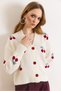 Women's Ecru Cherry Detailed Soft Textured Knitwear Cardigan Hrk-19000463 - 6