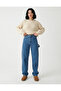 Blue Baggy Jeans with Belt and Epaulet Buckle - 2