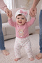 Heart Bow Teddy Bear Baby Girl Transitional Pink 3-Piece Set Body-Pants-Beanie - 2