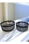 Cut Crystal Glass Presentation Bowl / Salad Bowl 25 cm - 19 cm Set of 2 Black