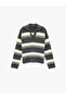 Turn-Down Collar Long Sleeve Striped Oversized Knitwear Sweater