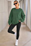Women's Crew Neck Basic Oversized Sweatshirt Green - 3