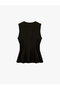 Crew Neck Sleeveless Peplum Blouse with Metal Accessories - 4