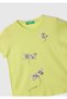Girl's Yellow Embroidered and Printed T-Shirt - 3