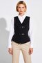 Women's V-Neck Sleeveless Body-Fitting Interlock Knitted Fabric Regular Length Vest - 4