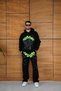 Men's Hooded Tracksuit Set Spider Web and Neon Green Printed Kangaroo Pockets Oversized Comfortable Fit, - 5