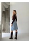 Front Zipper Detail Denim Skirt - 4