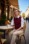 Women's Crew Neck Sleeveless Plain Pattern Knitwear Crop Vest Medium Thickness Unlined Regular Fit - 4