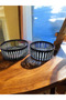 Cut Crystal Glass Presentation Bowl / Salad Bowl 25 cm - 19 cm Set of 2 Black - 3