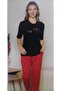 Silky Textured Fabric Short Sleeved Women's Pajama Set - 2