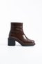 Tammy Women's Genuine Leather Thick Heel Zippered Short Boots - 7