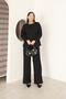 Women's Black Glitter Detail Relaxed Fit Two-Piece Set - 3