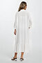 Women's White Shirt Collar Button Embroidered Skirt Ruffle Plus Size Dress Vs00331 - 3