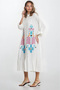 Women's White Shirt Collar Button Embroidered Skirt Ruffle Plus Size Dress Vs00331
