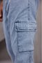 Mandasser Slim Fit Stretch Fabric Denim Cargo Pants with Elastic Cuffs and Waist - 4