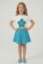 Girl's Turquoise Daisy T-Shirt Turquoise Ribbon Skirt April 23 October 29 Show Outfit Set - 4