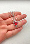 Ruby-Tone Heart & Sword Couple Necklace – Special Design Jewelry Symbolizing Love and Strength - 5