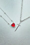 Ruby-Tone Heart & Sword Couple Necklace – Special Design Jewelry Symbolizing Love and Strength - 3
