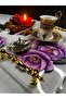 Vintage Series Digital Printing Purple Wild Rose Design Cocktail & Presentation Napkin 6 Pieces - 2