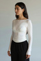 Ecru Transparent Thin Long Sleeve Blouse - 2