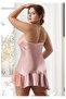 Plus Size Satin Nightgown - Plus Size Nightgown with Mink Lace Overlay and Flounce Skirt - 2