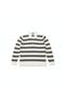 Ecru Polo Collar Striped Oversized Sweater - 5