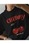 Women's Cherry Happy Have a Nice Day Printed Black Tshirt