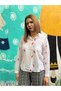 White Color Flamingo Embroidered Shirt - 5