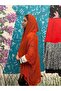 Orange Color Hooded Mercerized Cardigan - 5