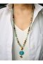 Agate Natural Stone Tree of Life Long Necklace (80 cm) Earring Set - 3