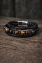 Special Tiger's Eye Leather Men's Bracelet with Natural Stones for Lovers
