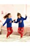 Hello Kitty Navy Blue Red Fleece Girls' Pajama Set Winter Soft - 2