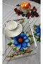 Blue Gazania Designed 3D Digital Printed Laser Cut Cocktail & Coffee Presentation Napkin 6 Pieces - 4