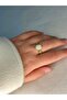 White Stone Embellished Gold Ring |   Minimalist Adjustable Natural Stone Elegant Steel Ring - 4