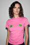 Vunika women's soft fabric print detailed Slim Fit pink t-shirt - 2