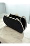 Black Luxury Suede Crystal Stone Metal Handle Chain Women's Evening Dress Bag Wedding Engagement Graduation - 3