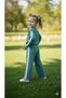 Girl's Knitwear Set, Bottom and Top, Green Color with Stripe Detail, 3/7 Years - 3