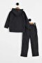 Premium Velvet Striped Boys' Hooded Top and Bottom Set - 5