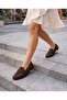 Women's Brown Stone Detailed Suede Elegant Ballerinas - 3