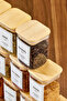 Set of 12 Labeled 200 ml Square Bamboo Vacuum Lid Borosilicate Glass Spice Containers with Spoons and Labels - 2
