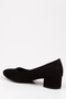 Black Suede Women's Short Thick Heeled Casual Shoes - 2