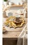 Single-Sided Gold 2-Piece Cornered Wavey Butterfly Stainless Steel Tea and Coffee Presentation Tray 24X24 cm - 3