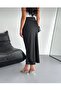 Stylish Shiny Satin Belt with Elastic Waist, 94 cm Flared Maxi Skirt - 2